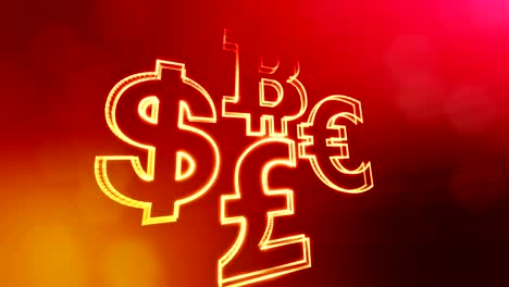 symbol-bitcoin-dollar-euro-pound..-Financial-background-made-of-glow-particles-as-vitrtual-hologram.-3D-seamless-animation-with-depth-of-field,-bokeh-and-copy-space.-Red-color-v2