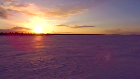 An-icy-lake-at-sunset