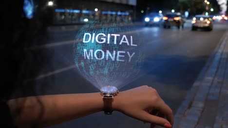 Unrecognizable-woman-with-hologram-Digital-money