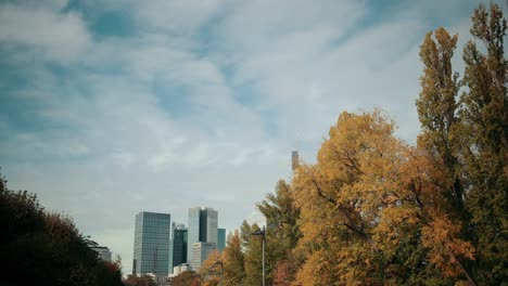 Panorama-of-the-metropolis-with-skyscrapers-river-and-Park.-Germany,-Frankfurt.