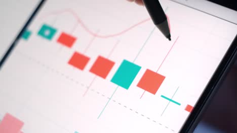 Analyse-und-Auswahl-von-Daten-aus-Diagrammen-und-Tabellen-auf-dem-Bildschirm-moderne-Technologien-des-Handels-und-der-Anlagebewertung.-Die-Börse-und-das-Spiel-an-der-Börse.