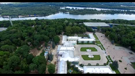 Mariinsky-Palace-and-Mariinsky-Park-and-helipad-Pakovy-cityscape-sights-of-Kyiv-in-Ukraine