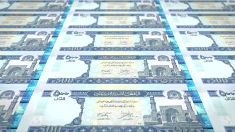 Banknoten-der-fünfhundert-Afghani-Afghanistans,-bares-Geld