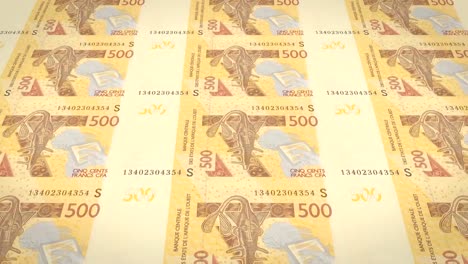 Banknotes-of-five-hundred-West-African-CFA-francs-of-Africa,-cash-money,-loop