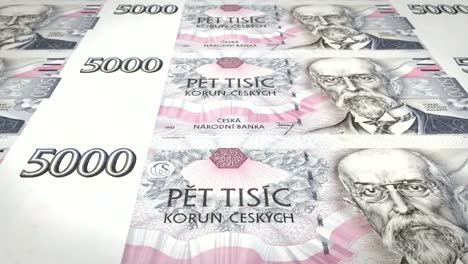 Banknotes-of-five-thousand-czech-korunas-of-Czech-Republic,-cash-money,-loop