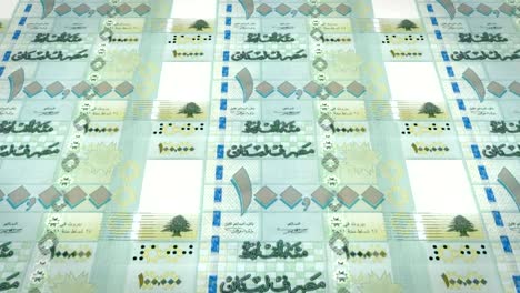 Banknotes-of-one-hundred-thousand-lebanese-pounds-of-Lebanon,-cash-money,-loop