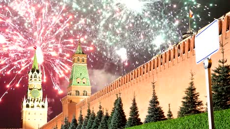 Fireworks-over-the-Moscow-Kremlin,-Russia