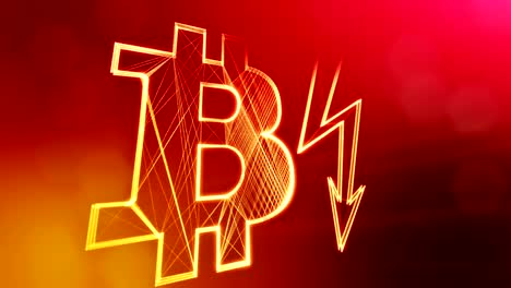 bitcoin-icon-and-lightning-bolts.-Financial-background-made-of-glow-particles-as-vitrtual-hologram.-Shiny-3D-seamless-animation-with-depth-of-field,-bokeh-and-copy-space.-Red-background-v1