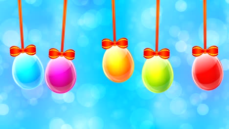 Colorful-Easter-eggs-on-blue-abstract-background