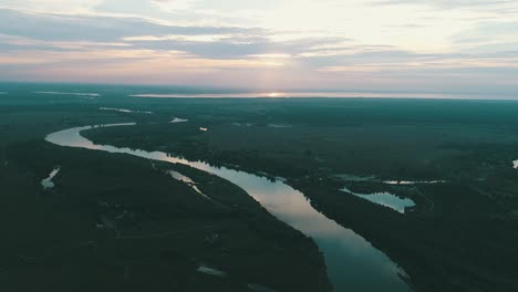 Aerial-View.-Flying-over-the-beautiful-River.-Aerial-camera-shot.-Landscape-panorama.