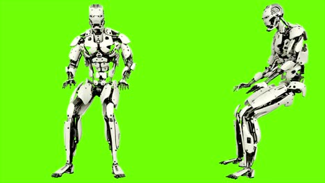 Android-Roboter-ist-Faust-schlagen.-Realistische-geschlungene-Bewegung-auf-green-Screen-Hintergrund.-4K