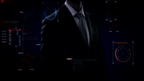 Businessman-touching-graphic-user-interface,-Futuristic-digital-display,-grow-artificial-intelligence.-4k-movie.