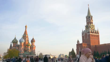 Time-lapse-photography-of-Saint-Basil's-Cathedral-in-Moscow-red-square,-Russia