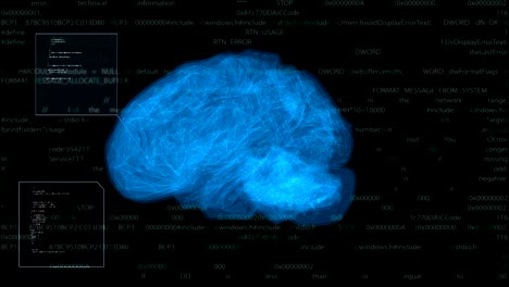 Animation-human-brain-with-digital-display-interface