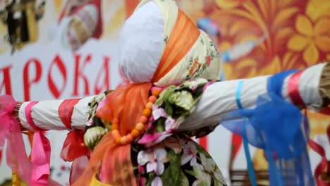 Close-Up-Straw-Effigy-Of-Dummy-Of-Maslenitsa,-Symbol-Of-Winter