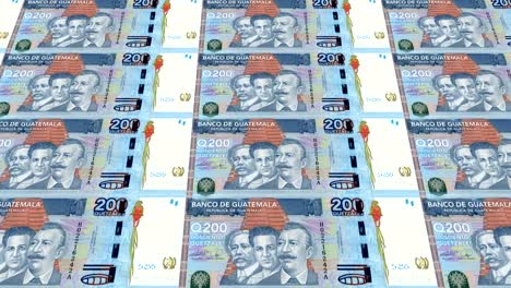 Banknotes-of-two-hundred-guatemalan-quetzal-of-Guatemala,-cash-money,-loop