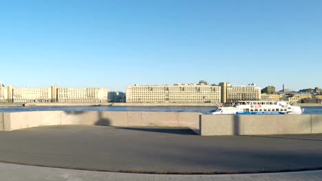 View-through-the-Neva-River-from-the-moving-car-on-Maloookhtinskaya-Embankment-in-Krasnogvardeisky-district-of-St.-Petersburg.-Russia