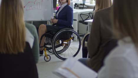 Disabled-Businesswoman-in-Wheelchair-Coaching-Office-Workers