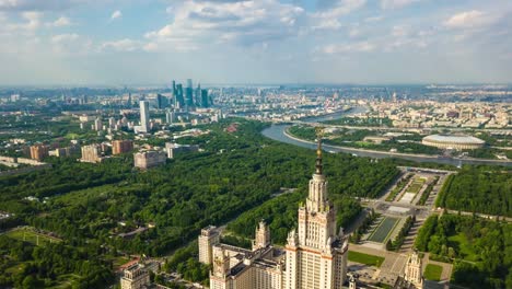 sunny-day-moscow-cityscape-famous-university-complex-and-modern-city-aerial-panorama-4k-timelapse-russia