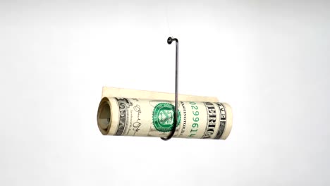 Dollar-On-A-Fishing-Hook-Isolated-On-White-Background