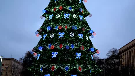 Christmas-tree-on-the-central-square-in-the-city-in-the-evening