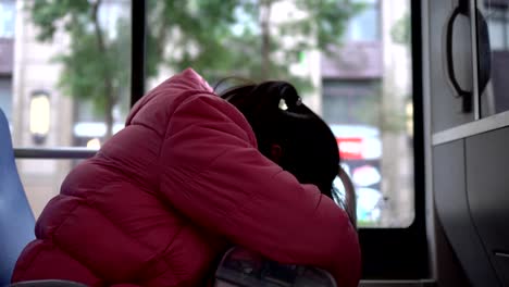 Hearing-loss-child-sleeping-on-the-seat.-In-the-shaking-bus.