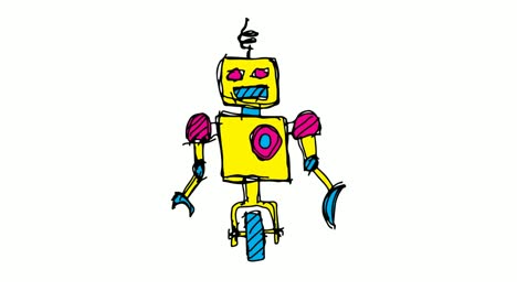 Niños-dibujo-fondo-blanco-con-tema-de-robot