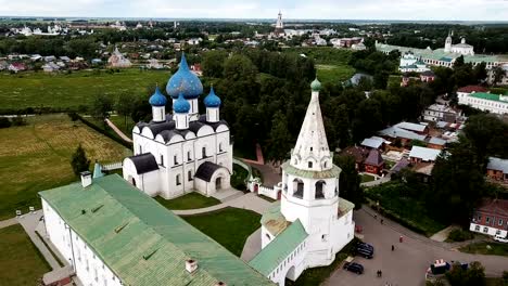 Aerial-panoramic-view-of-Cathedral-of-Nativity-of-Virgin-in-Suzdal-Kremlin