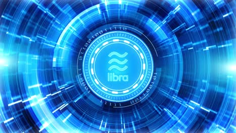 Signo-de-criptomoneda-Libra-en-el-ciberespacio-digital.-Red-y-marketing-en-Internet,-concepto-de-fondo-de-tecnología-de-movimiento-de-intercambio-de-dinero