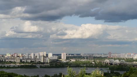 Kiev-Ukaine-Dnipro-river-left-coast-panorama-spring-landscape-4k-video