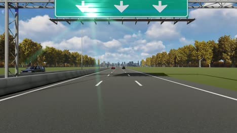 Schild-auf-der-Autobahn,-die-die-Einfahrt-nach-Russland-Moskau-Stadt-4K-Stock-Video