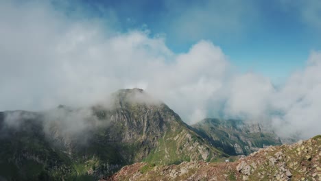 Aerial-view;-drone-moving-over-the-Aibga-ridge,-Krasnaya-Polyana