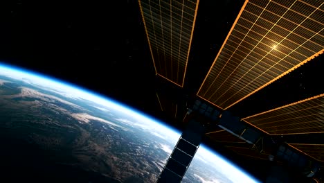 Flight-Of-International-Space-Station-On-The-Background-Of-The-Sun