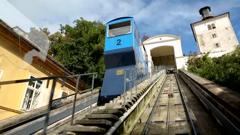 Point-of-view-of-person-riding-Zagreb-funicular-and-enjoying-trip,-transport