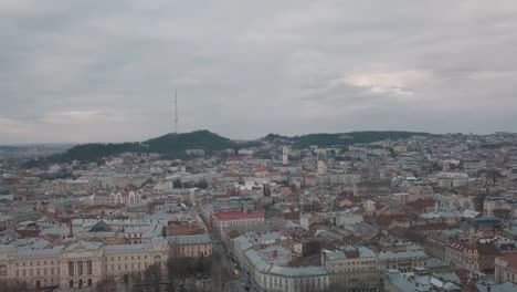 Aerial-City-Lviv,-Ukraine.-European-City.-Popular-areas-of-the-town