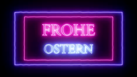 Animation-neon-sign-"Happy-Easter,"-Happy-Easter-in-german