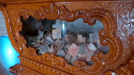 Wooden-box-with-curly-carving-in-Indian-traditional-style-to-collecting-donation