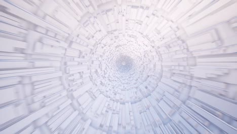 Futuristic-white-tunnel-3d-rendered-animation.-Realistic-sci-fi-corridor-with-volumetric-rectangular-design-elements-on-walls-footage.-Modern-architecture-concept.-Hi-tech-tube-interior-video