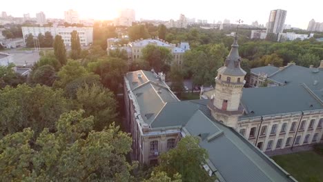 Aerial-view-of-the-old-building-of-the-university-KPI-in-Kiev,-Ukraine.