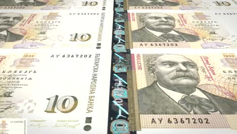 Banknotes-of-ten-bulgarian-levs-of-Bulgaria,-cash-money,-loop