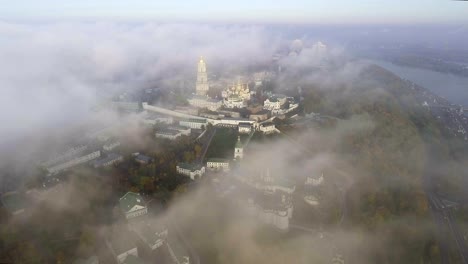 Aerial-view-Kiev-Pechersk-Lavra-in-autumn,-Kiev-,-Ukraine.