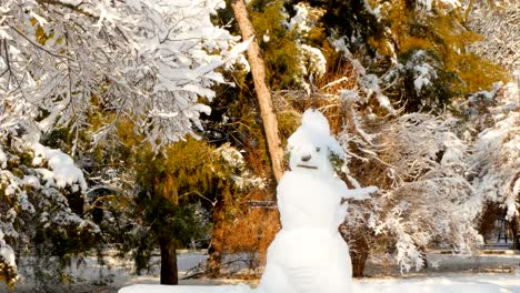 Schmelzender-Schneemann-in-der-Sonne