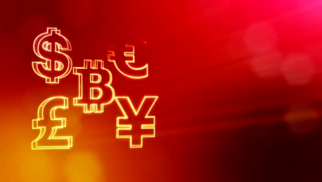 symbol-bitcoin-dollar-euro-pound-and-yen.-Financial-background-made-of-glow-particles-as-vitrtual-hologram.-3D-seamless-animation-with-depth-of-field,-bokeh-and-copy-space.-Red-color-v2