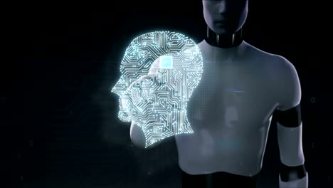 Robot,-cyborg-touching-brain,-connected-Brain-shape-circuit-board,-4K-movie.grow-artificial-intelligence.2