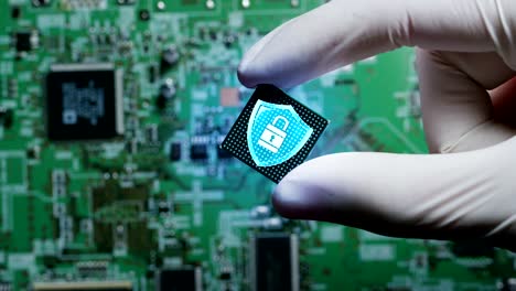 Macro-shot-of-a-chip,-futuristic-and-modern-advanced-technology-system.-The-circuit-is-used-in-the-computer-processor-and-the-hi-tech-communication-and-business-security-and-information-and-assistance