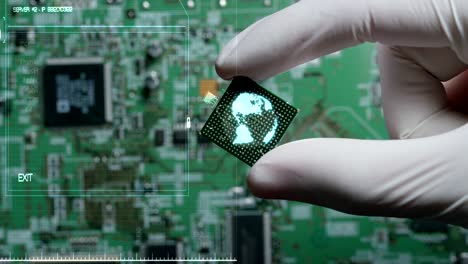 Macro-shot-of-a-chip,-futuristic-and-modern-advanced-technology-system.-The-circuit-is-used-in-the-computer-processor-and-the-hi-tech-communication-and-business-security-and-information-and-assistance