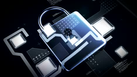 Futuristic-padlock-against-digitally-generated-background