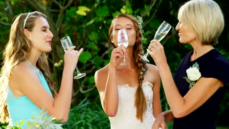 Bride-having-champagne-with-mother-and-bridesmaid-4K-4k
