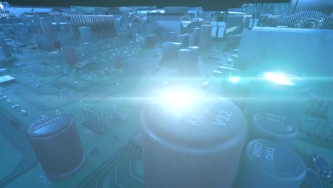 Beautiful-Flight-Over-the-Circuit-Board-to-the-Processor.-3d-Animation-of-Motherboard-and-CPU-with-Flares.-Technology-and-Digital-Concept.