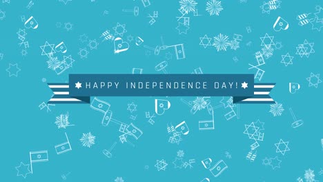 Israel-Independence-Day-holiday-flat-design-animation-background-with-traditional-outline-icon-symbols-and-english-text